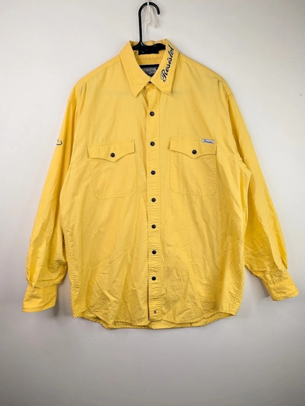 Resistol Men's Cotton Button Down in Yellow Size Medium